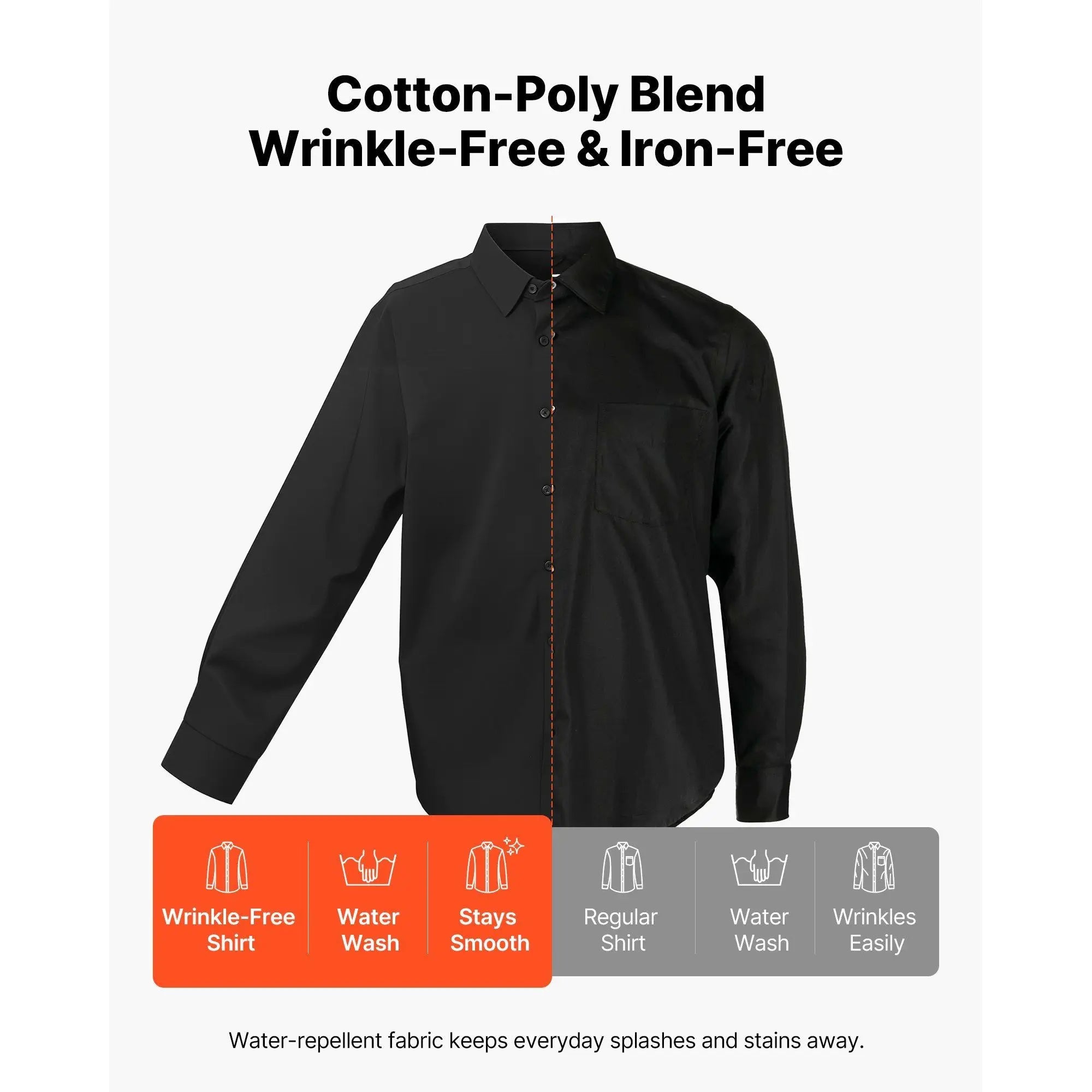 Men’s Slim Fit Button Dress Shirt Long Sleeve Stretch Wrinkle-Free Business Formal