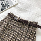 Women’s Korean High Waist Tweed Mini Skirt Plaid A-Line Slimming Y2K Autumn Winter