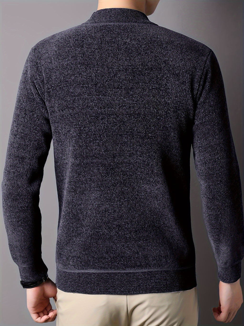 Men'S Autumn and Winter Casual Mid-Length Round Neck Knit Sweater - Semiguo