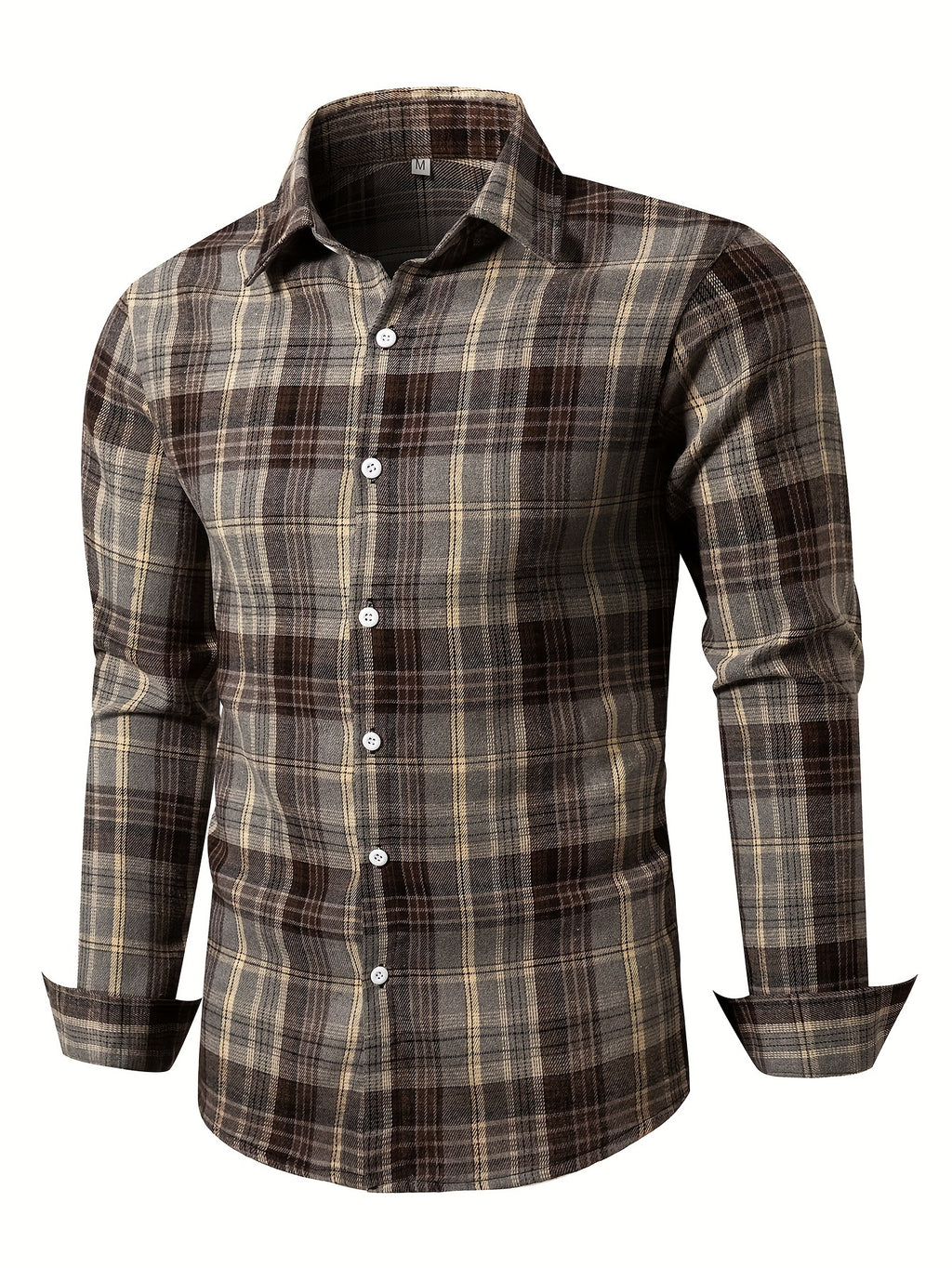 Men's Plaid Long Sleeve Button Up Shirt, Casual Comfy Shirt for Fall Winter