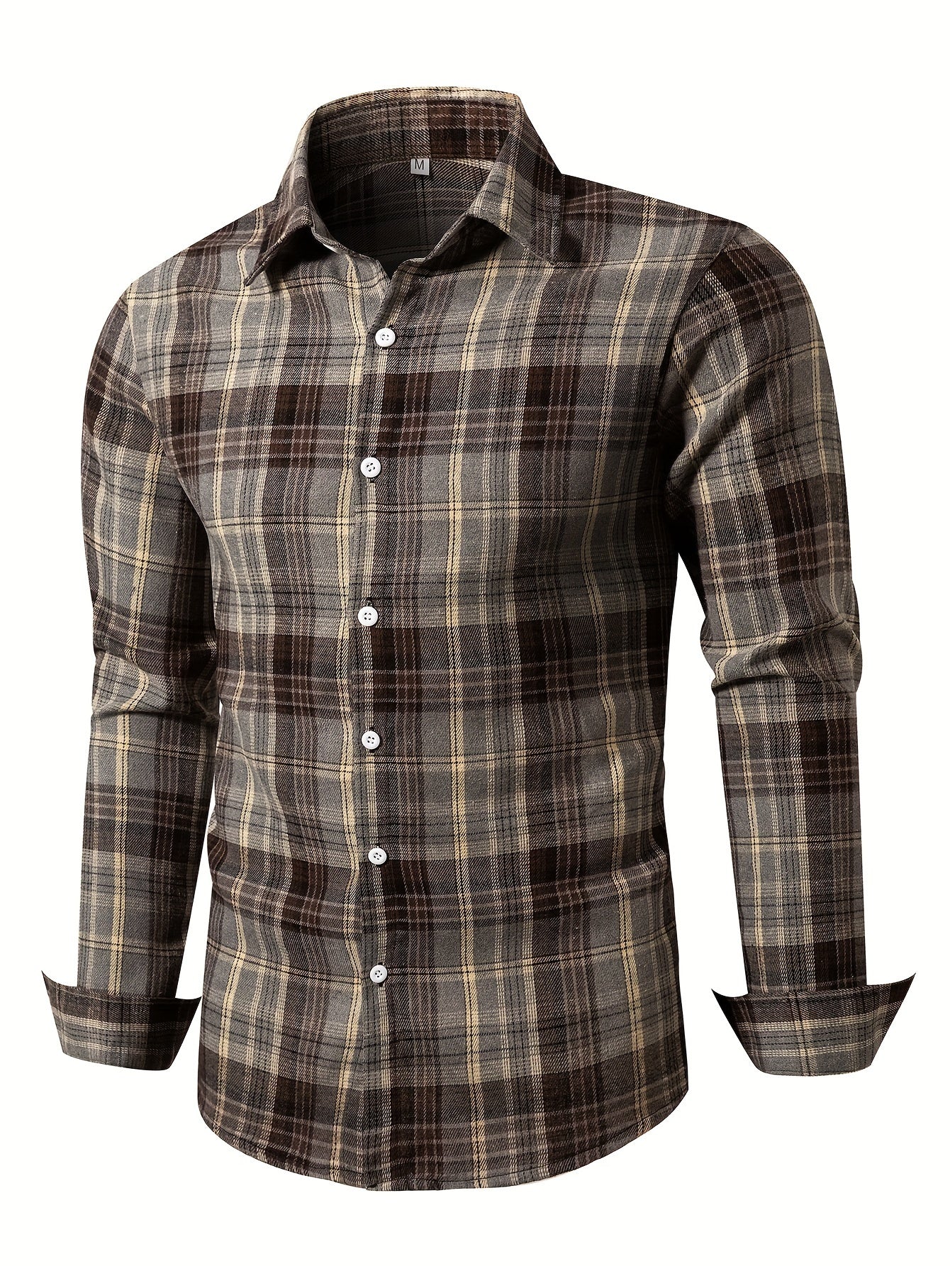 Men's Plaid Long Sleeve Button Up Shirt, Casual Comfy Shirt for Fall Winter