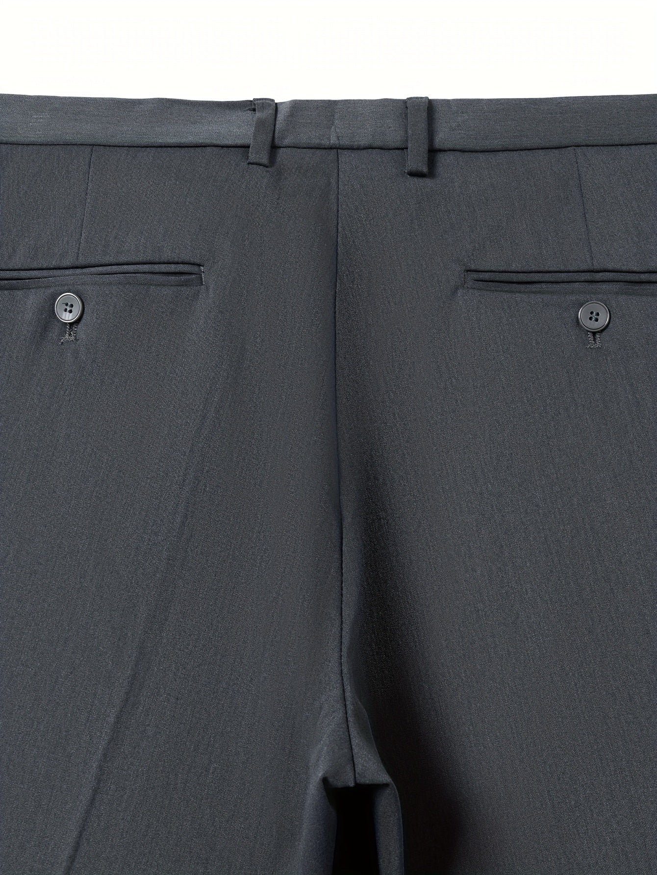 Men's Straight-Leg Dress Pants - Mid-Rise Zipper Closure Trousers, Beltless Design with Internal Adjuster, Wrinkle-Resistant Black/Charcoal Grey for Business Casual & Formal Wear, Machine Washable (No Dryer)