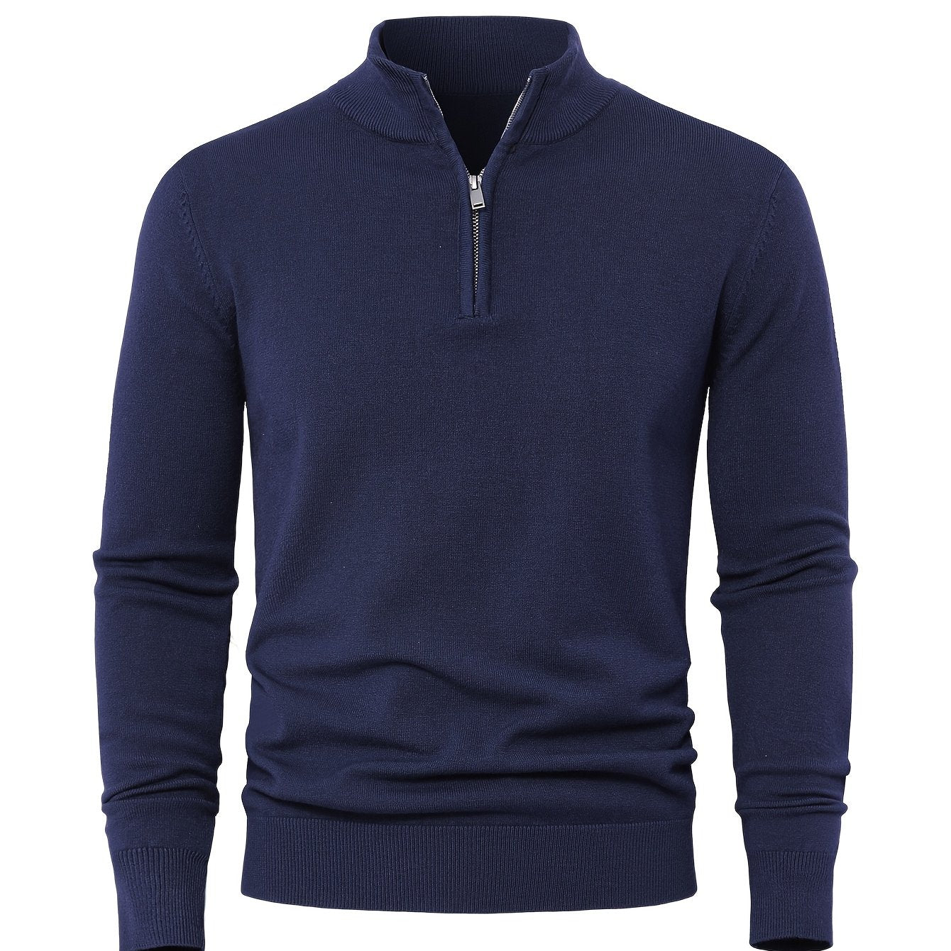 2025 Best-Selling New Men's Casual Solid Color Knit Zip-Up Cardigan - Thickened High Gram Weight Warm Top, Fashionable Minimalist Style with Medium Stretch for Daily Comfort