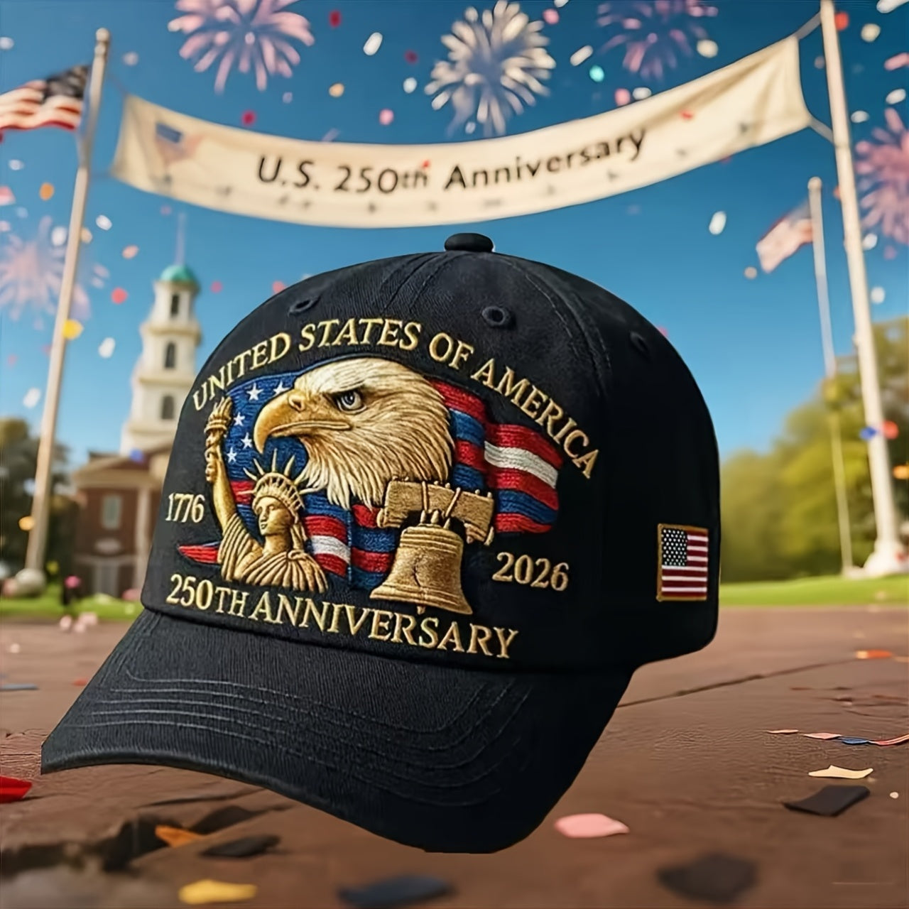 250Th Anniversary Men'S Patriotic Baseball Hat - Embroidered with Bald Eagle And 50 Star 13 Stripe Design, Embroidered 1776-2026, Suitable for Men And Women, Halloween, Friday, Perfect Gift for History Enthusiasts And Patriot