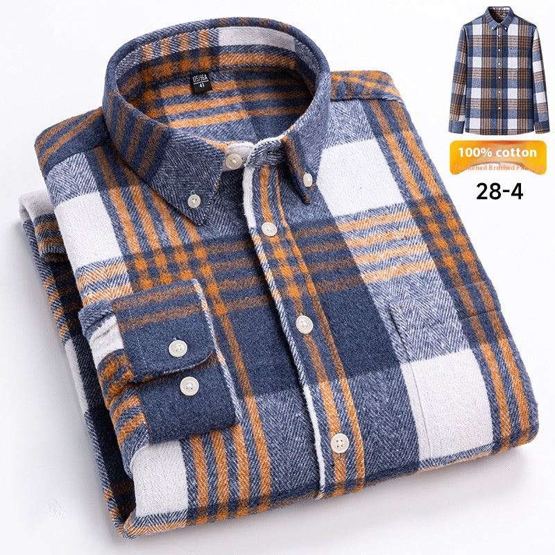 Men's Japanese Retro Plaid Shirt - Brushed Long Sleeve Collar, Single-Breasted Button Front, Brown/Black/White/Beige Tartan Pattern, Casual & Formal Wear (Spring/Fall) - Regular Fit Classic Tailored Blazer-like Coat