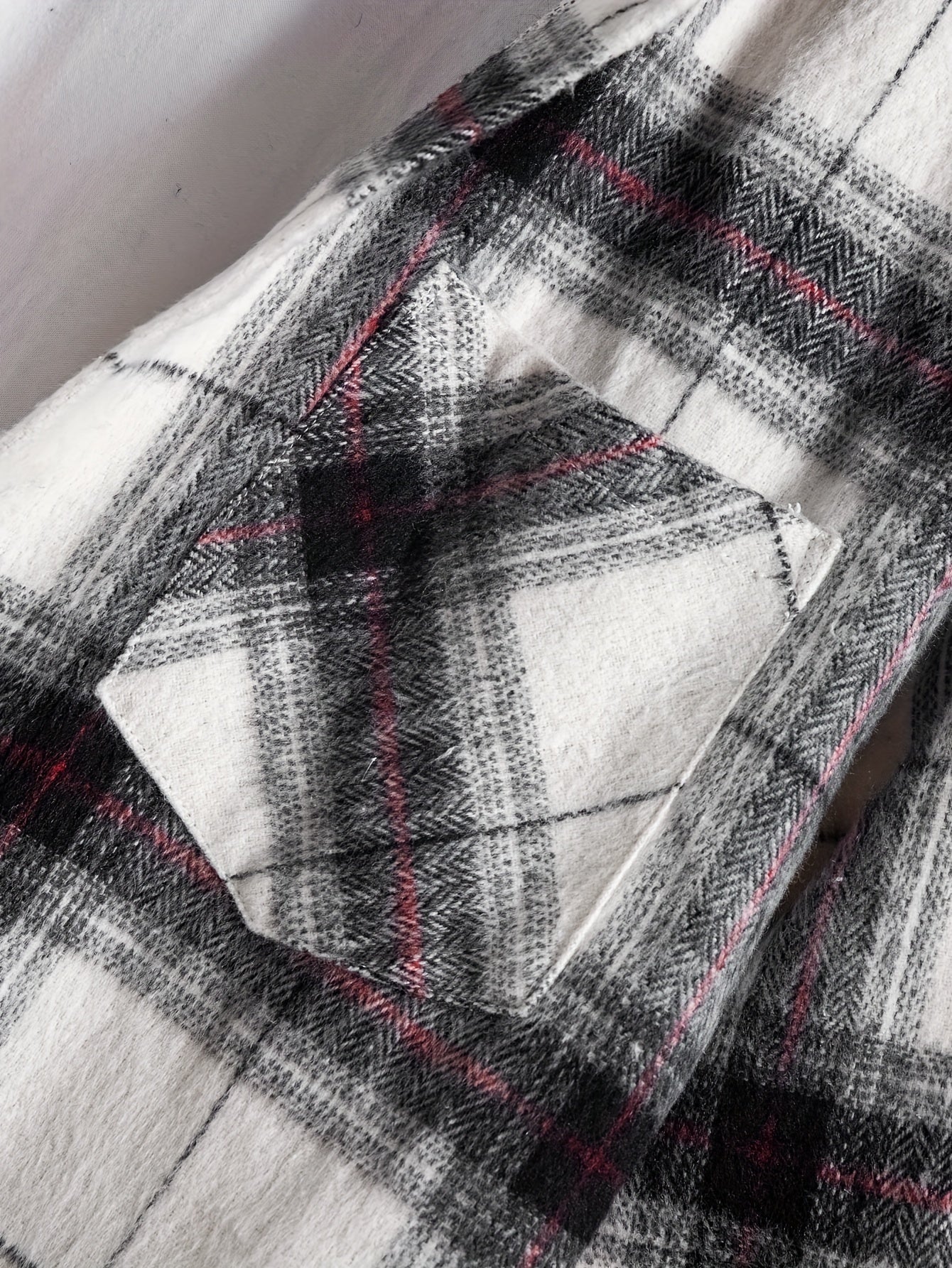 Men's Plaid Hooded Jacket with Shirt Collar & Button Front - Beige/Brown/Black/White Tartan Pattern, Chest Pocket, Non-Stretch Fabric - Casual Winter Coat for Fall & Winter Layering (Plaid Shirt Jacket)