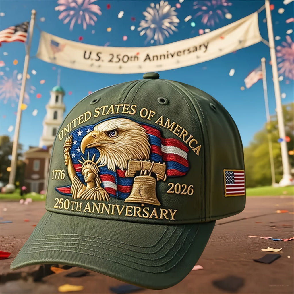 250Th Anniversary Men'S Patriotic Baseball Hat - Embroidered with Bald Eagle And 50 Star 13 Stripe Design, Embroidered 1776-2026, Suitable for Men And Women, Halloween, Friday, Perfect Gift for History Enthusiasts And Patriot