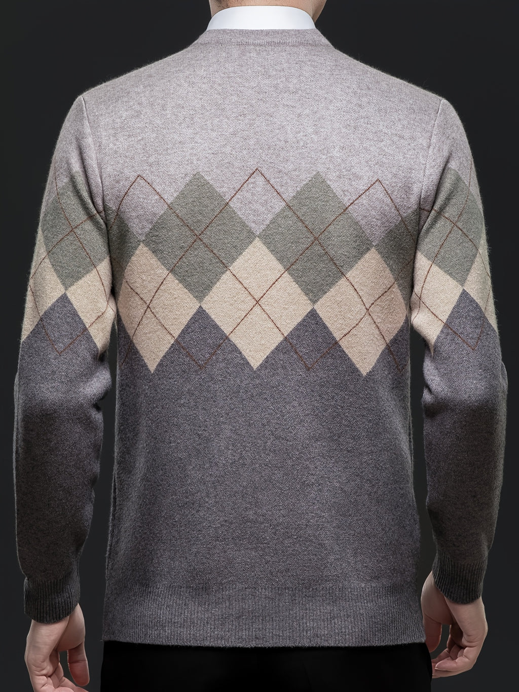 Men'S Classic V-Neck Sweater - Thick Warm Winter Knit Sweater with Geometric Pattern, Long Sleeve Regular Fit for Casual Business & Sports, Fall Winter Warmth, Sweater Vest, Business Casual Wear, Vneck Design, Durable Knitwea