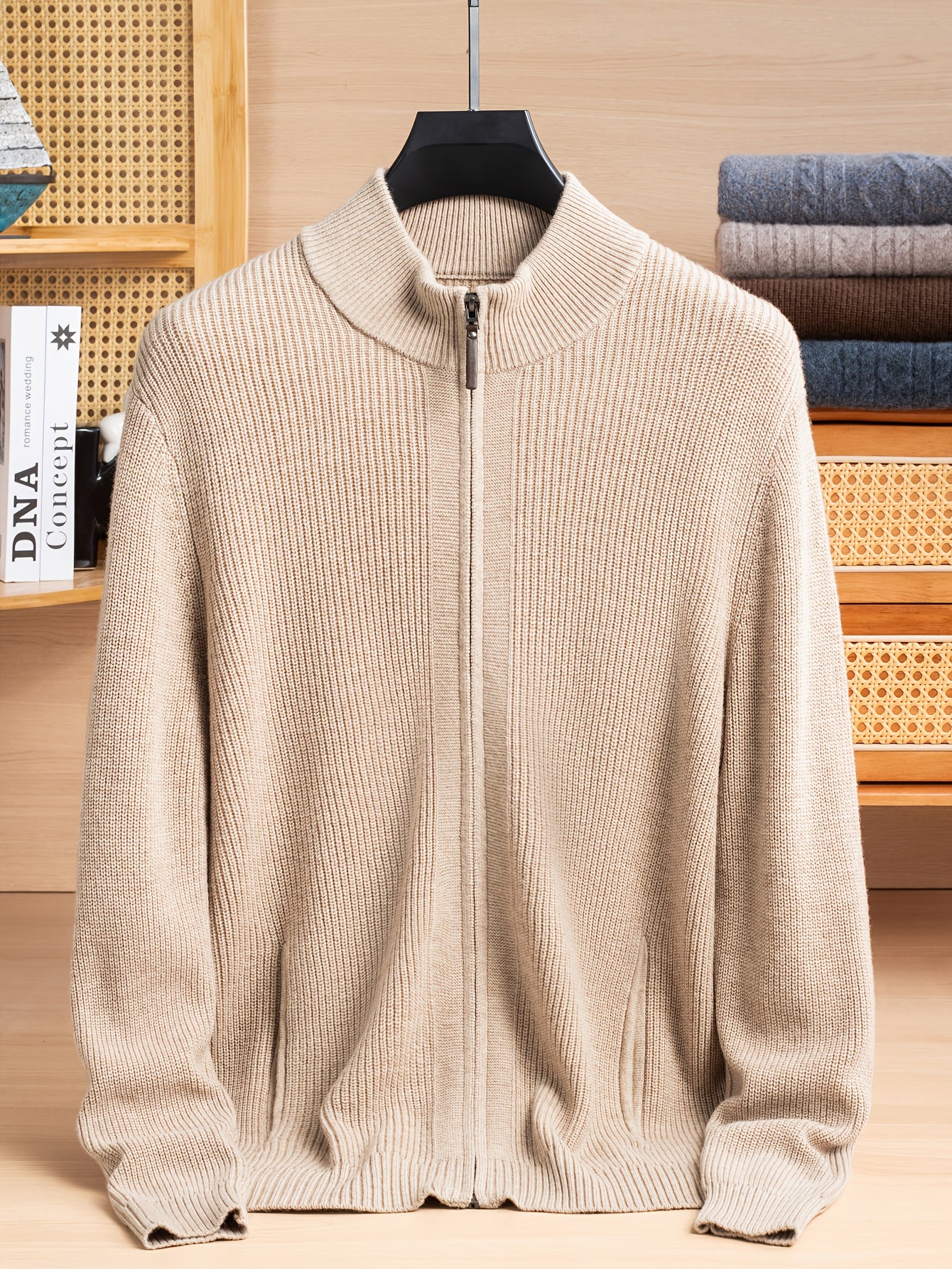 KAISER Men'S Elegant Sweater cardigan - Soft Non-Stretch Sweater with Zipper Front, Formal & Casual Office to Outdoor Sweater for Fall/Winter, Classic Sweater for Everyday & Special Occasions, Winter Wardrobe, Timeless Fashio