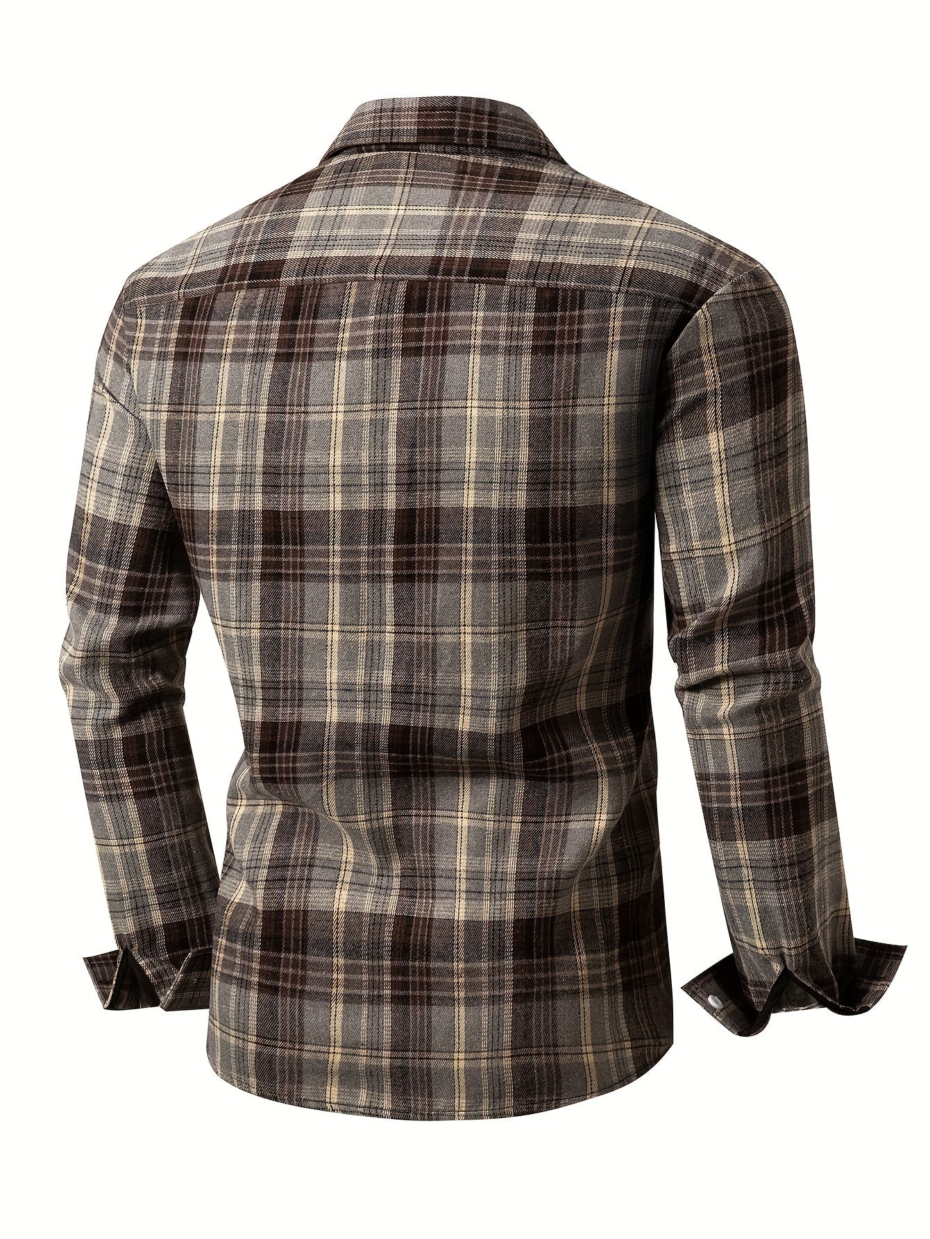 Men's Plaid Long Sleeve Button Up Shirt, Casual Comfy Shirt for Fall Winter