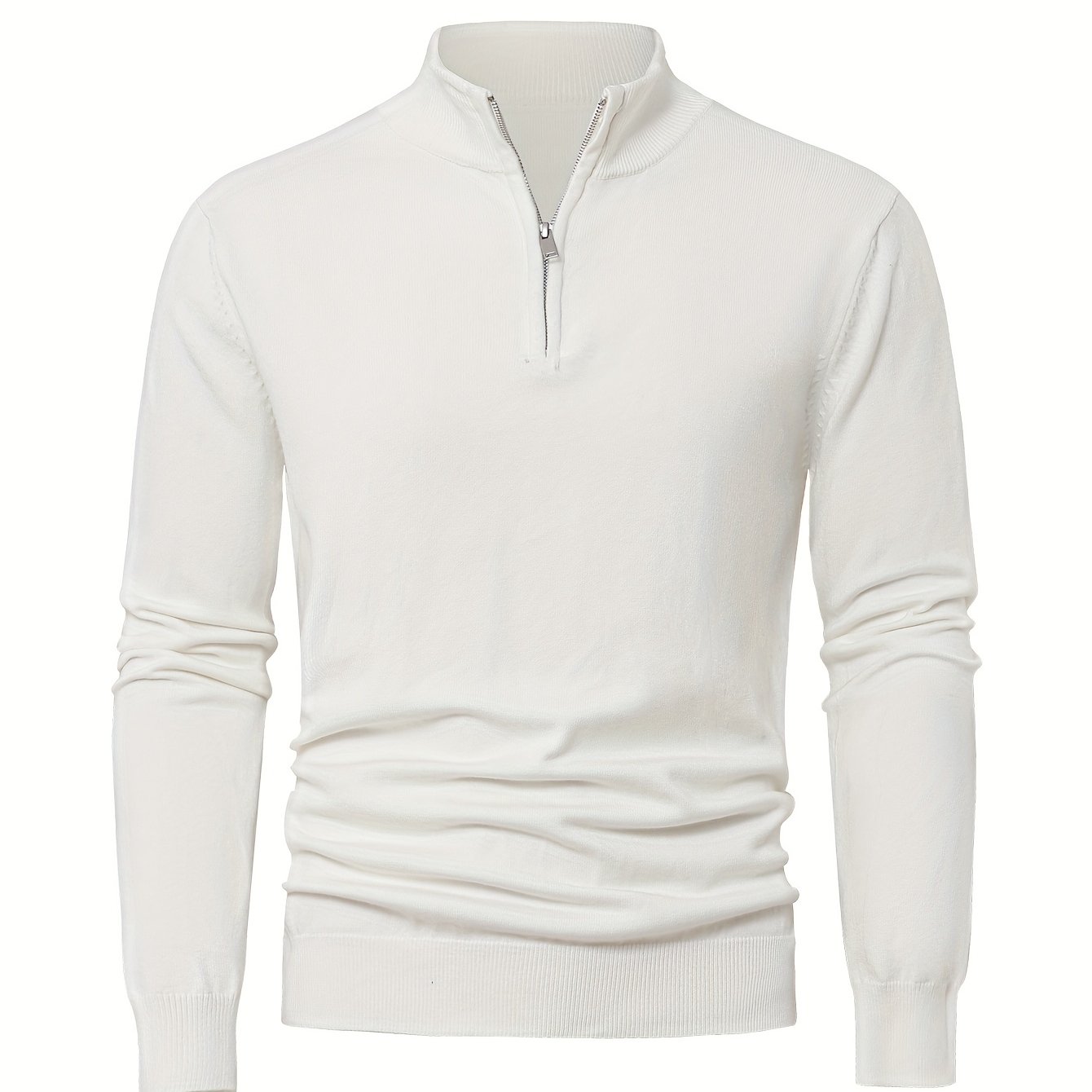 2025 Best-Selling New Men's Casual Solid Color Knit Zip-Up Cardigan - Thickened High Gram Weight Warm Top, Fashionable Minimalist Style with Medium Stretch for Daily Comfort