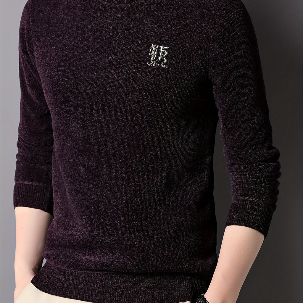 Men'S Autumn and Winter Casual Mid-Length Round Neck Knit Sweater - Semiguo