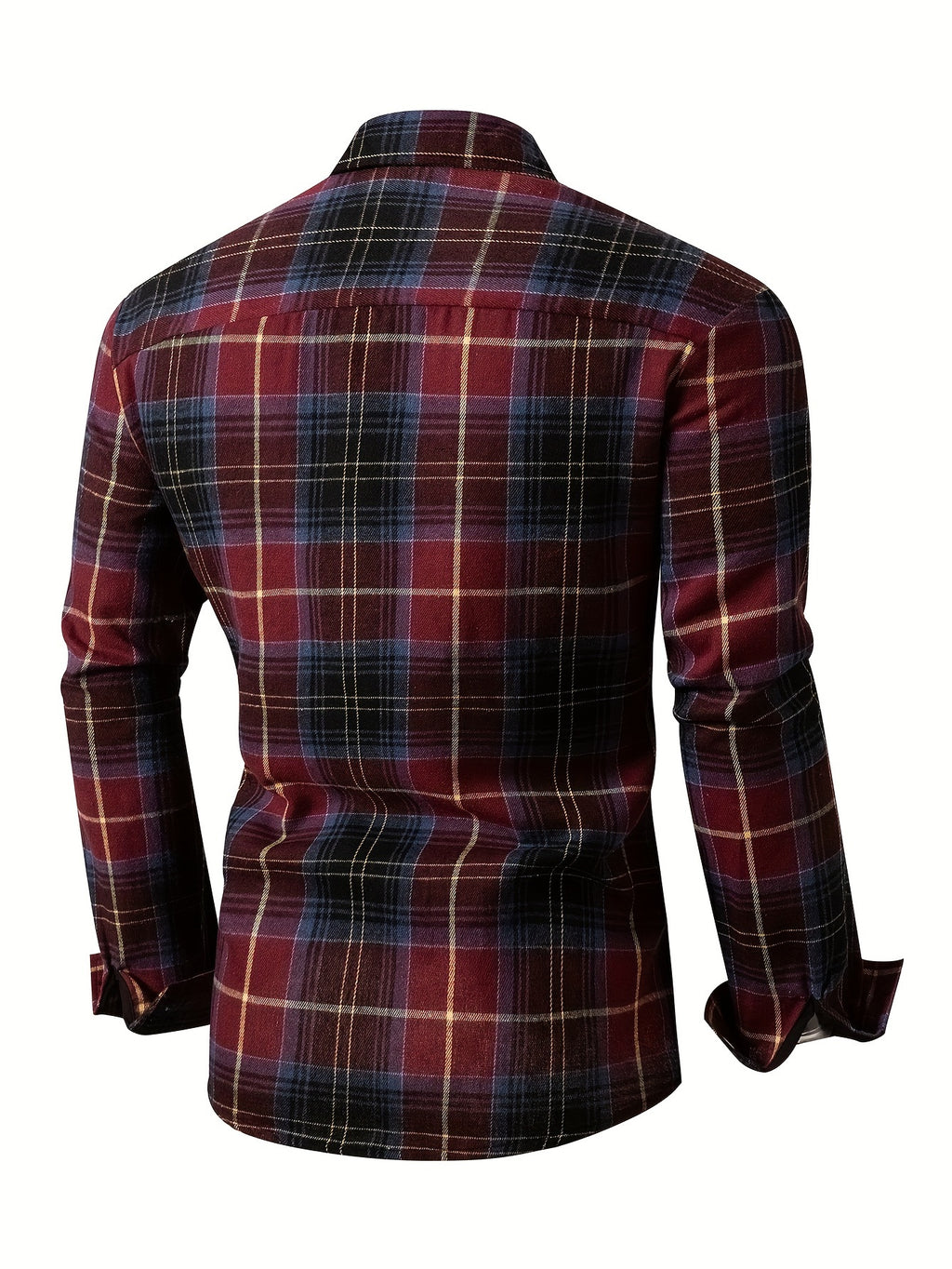 Men's Plaid Long Sleeve Button Up Shirt, Casual Comfy Shirt for Fall Winter